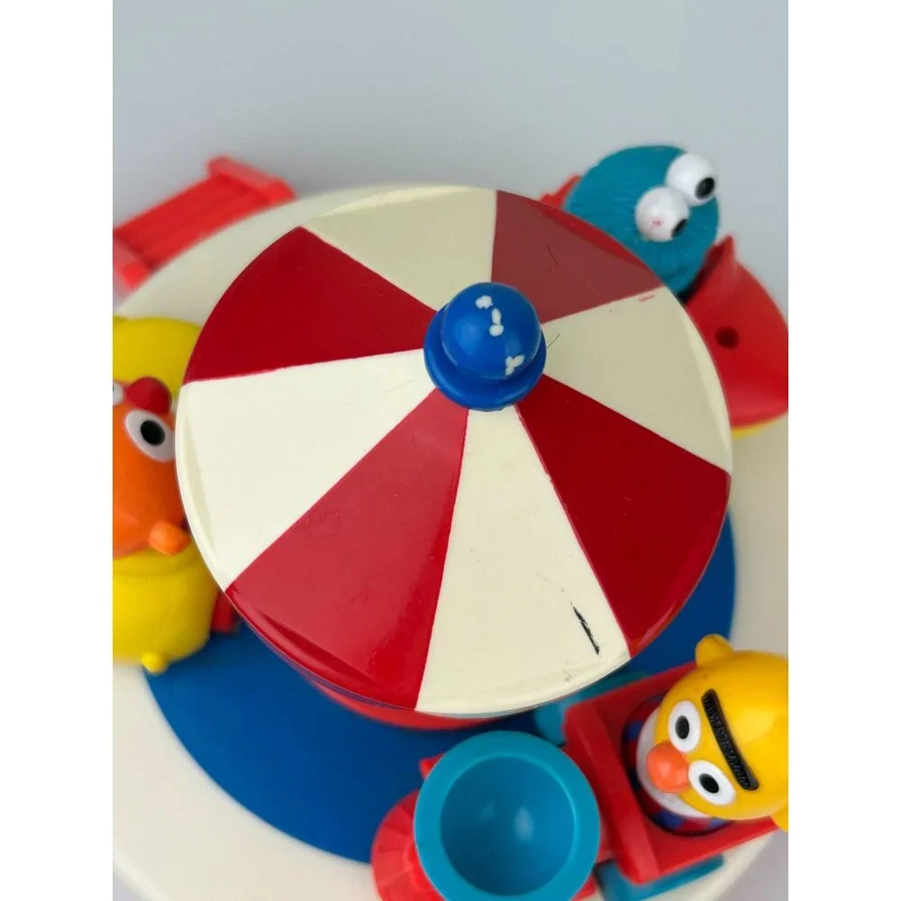 Illco Sesame Street Carousel Express Toy Moving Chime Cookie Monster Ernie VTG